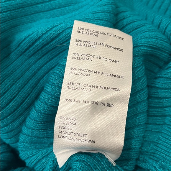 NWT Urban Outfitters Aria Ribbed Cutout Turtleneck Sweater in Teal - Picture 7 of 7